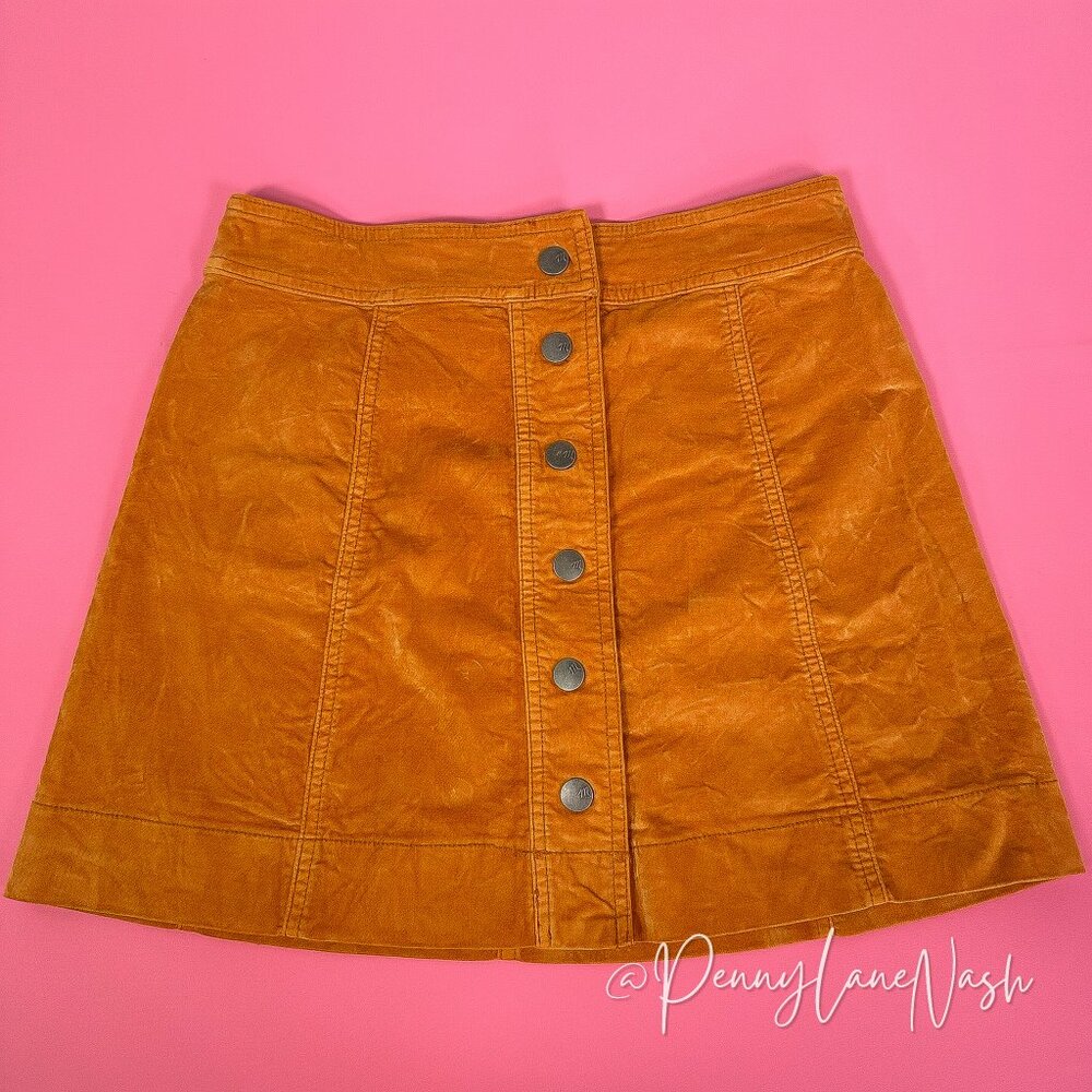Madewell Velveteen Button Front A-Line Mini Skirt golden pecan - Picture 4 of 12